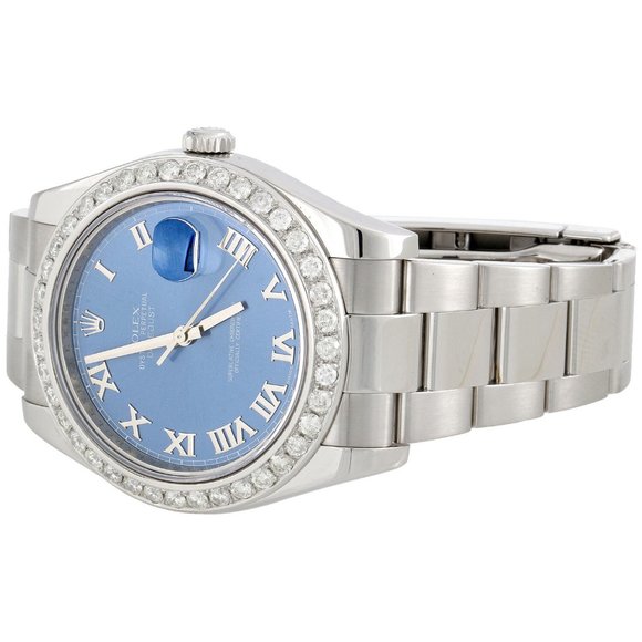 Rolex 41mm Men's Blue Roman 2.7CT Watch! Box + cards!! - Picture 2 of 7